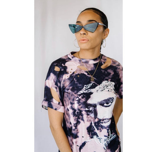 Distressed Tie Dye Tupac Tee