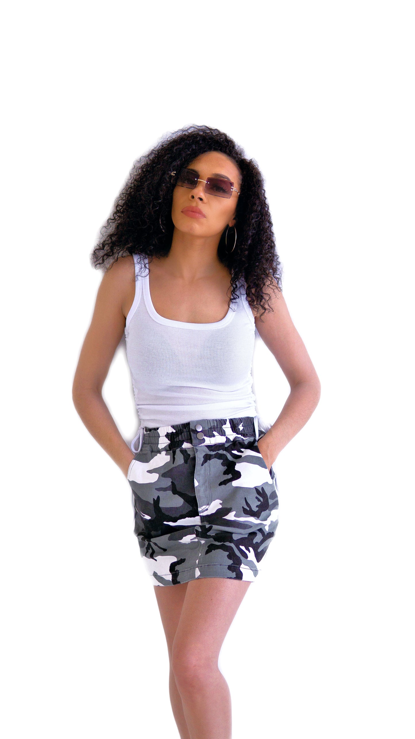 Camo Stretch Denim Skirt