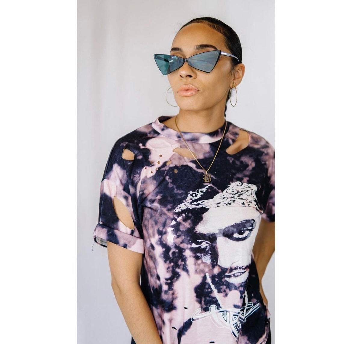 Distressed Tie Dye Tupac Tee