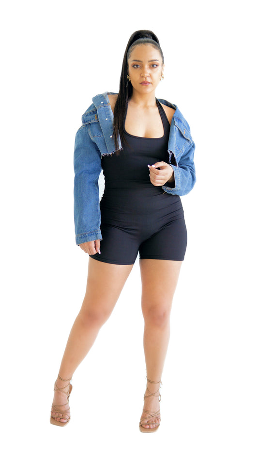 Halter Top Ribbed Romper